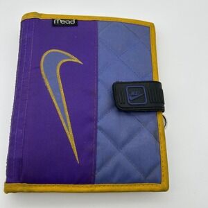Vintage 1992 Mead Nike 6 Ring Binder Organizer Purple Blue Yellow Canvas Planner